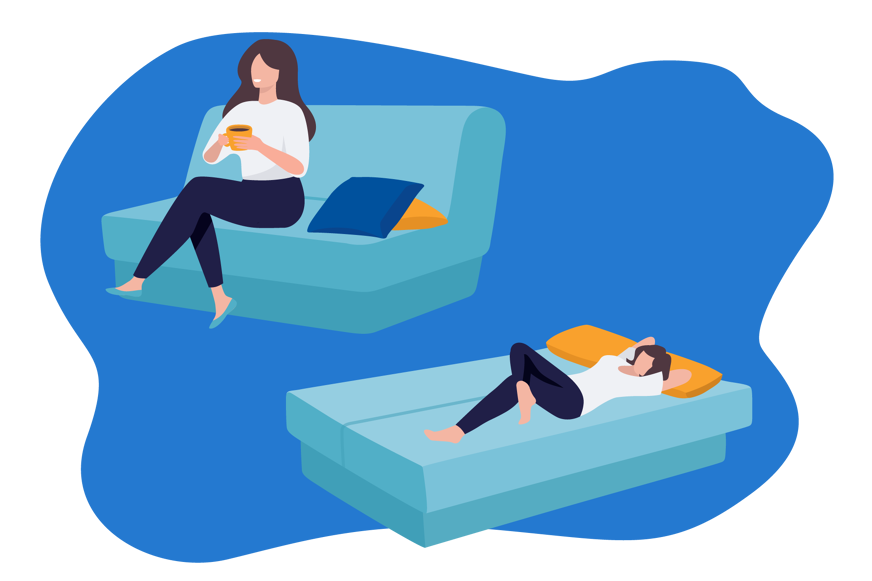 woman laying on sofa bed